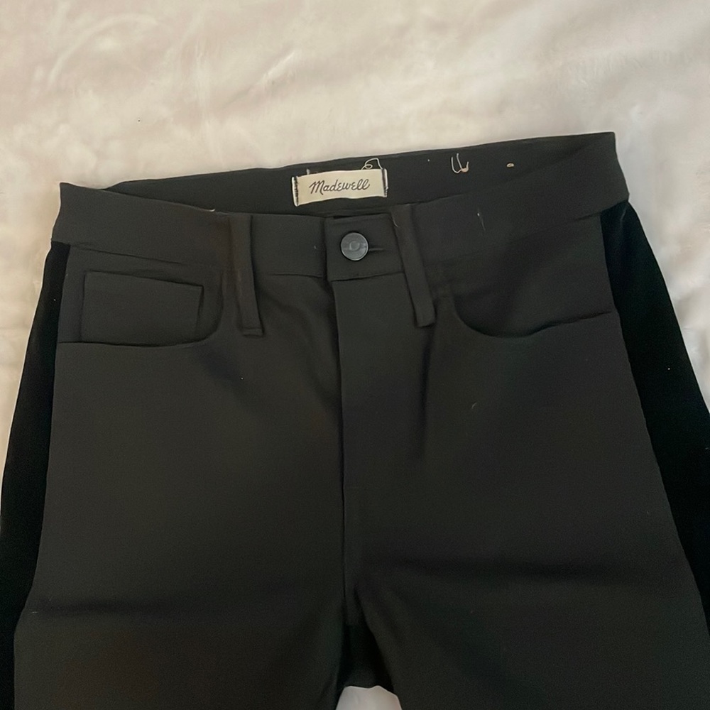 Madewell Midrise Skinny Velvet Tuxedo Stripe Black Jeans Size 27 - Picture 7 of 12